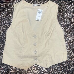 Abercrombie & Fitch Cream Button Up Vest